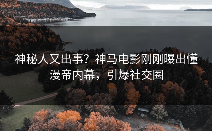 神秘人又出事？神马电影刚刚曝出懂漫帝内幕，引爆社交圈