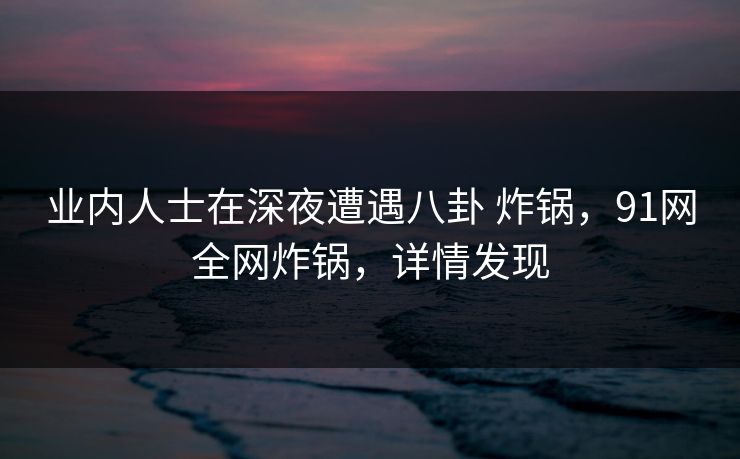 业内人士在深夜遭遇八卦 炸锅，91网全网炸锅，详情发现