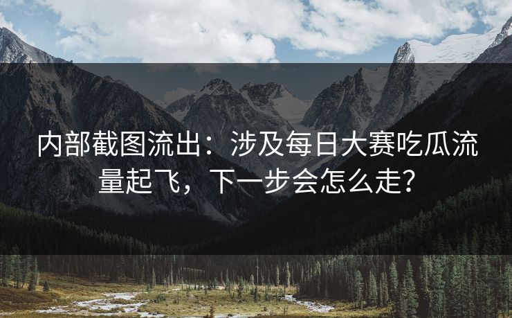 内部截图流出：涉及每日大赛吃瓜流量起飞，下一步会怎么走？